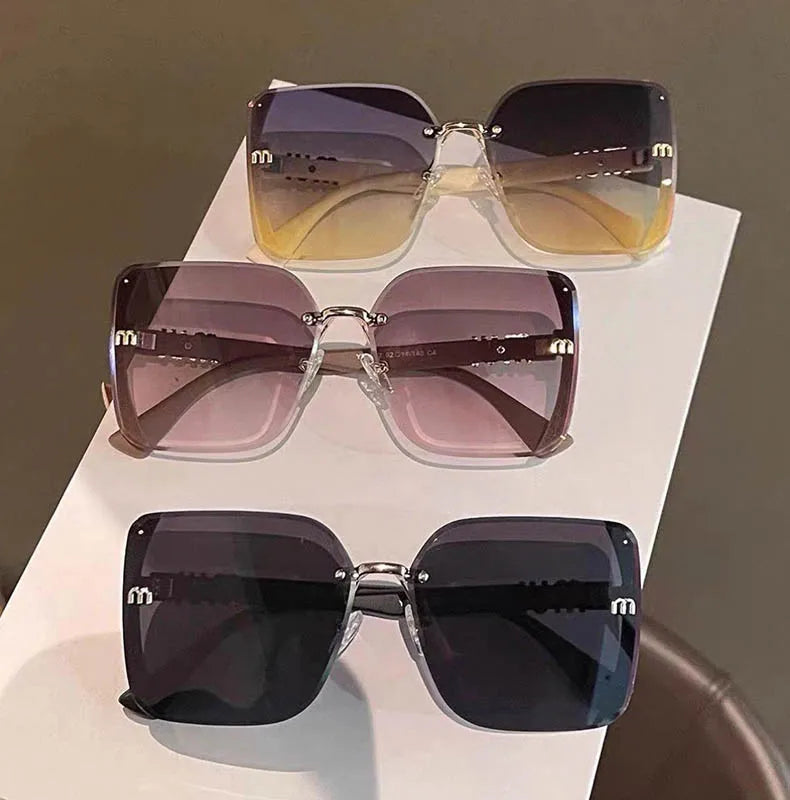 QVQV Luxury Designer Square Sunglasses Women High Quality Letters Sun Glasses Ladies Vintage Trendy Driving Eyewear Gafas De Sol