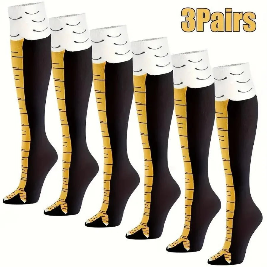 3 Pairs of Black Fun Chicken Claw Socks, Suitable for Casual or Formal Attire, with Interesting Sock Pattern Design