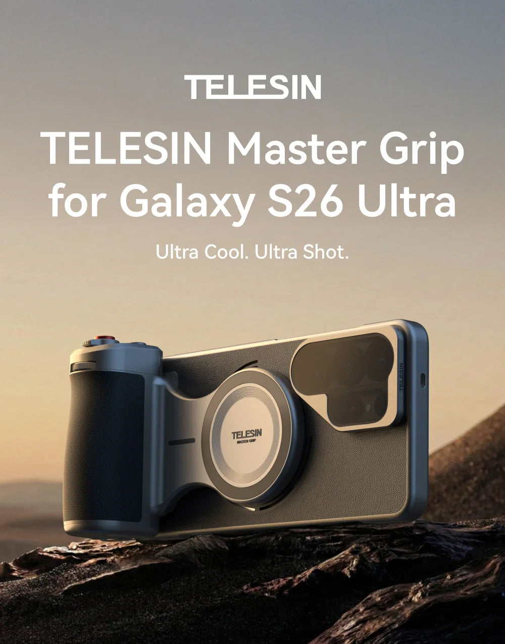 TELESIN Master Grip Kit for SAMSUNG S26 Ultra Magnetic Phone Camera Grip 3200mAh Battery Wireless Charging ND Filter Fill light