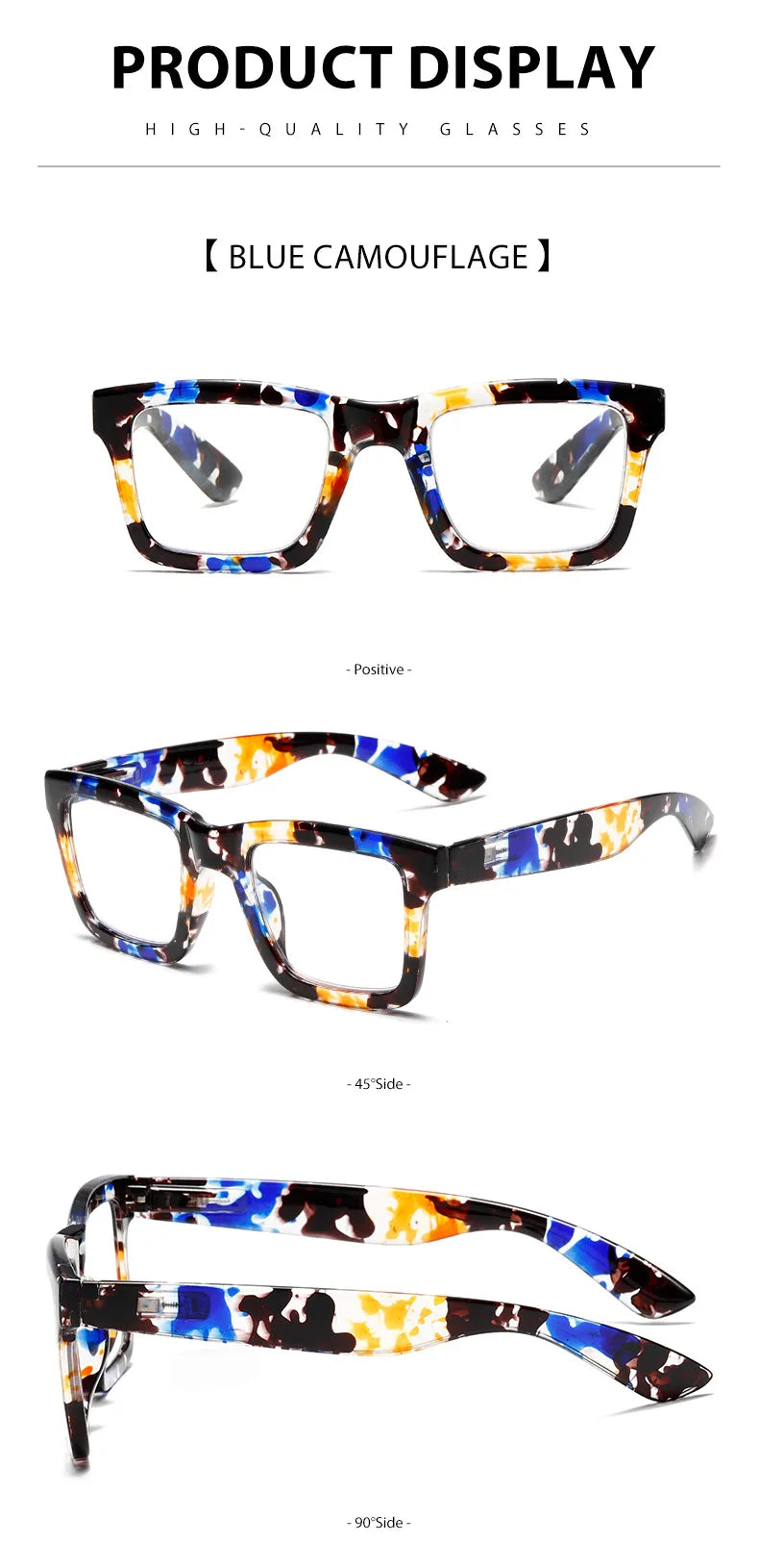Anti Blue Light Reading Glasses for Man Woman Square Full Frame Retro Design Presbyopia Spectacles Lightweight Comfort Fit