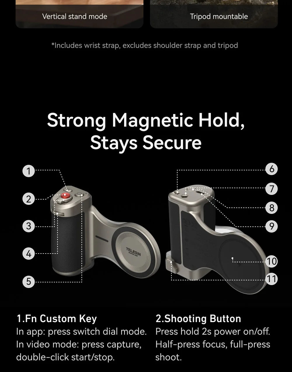 TELESIN Master Grip Kit for SAMSUNG S26 Ultra Magnetic Phone Camera Grip 3200mAh Battery Wireless Charging ND Filter Fill light