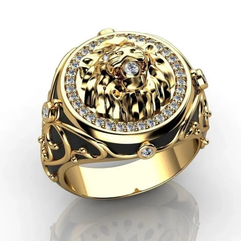 S925 Creative Lion Head Medusa Ring for Men Inlaid with Zircon Fashion Domineering Rings Female Punk Style Jewelry Gifts