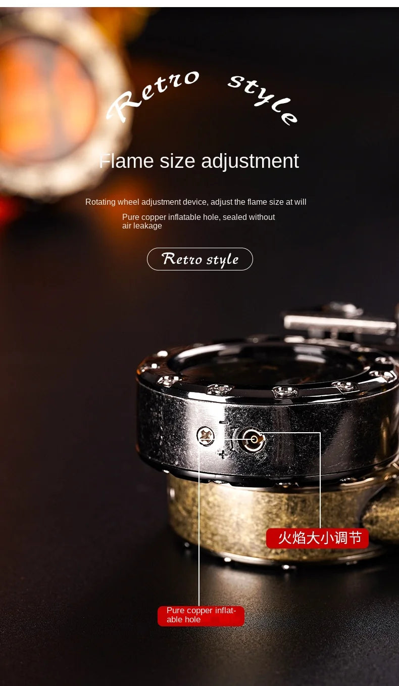 Personalized Rocker Double Straight Blue Flame Lighter Transparent Air Chamber Inflatable Lighter Men's High-end Business Gift
