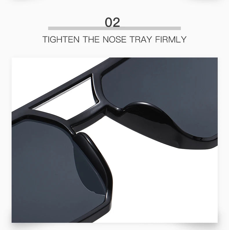 Hiking New Fashion Double Beam Polygonal Anti Light Glasses Retro Personalized Trendy Large Frame Eyewear European and American