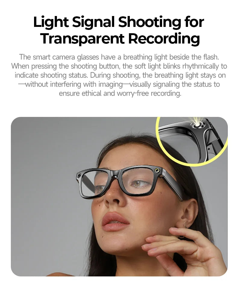 Multifunctional  Smart AI Camera Glasses with 8MP 140+ Languages Real-Time Translation Bluetooth Music 1080P Video Recording