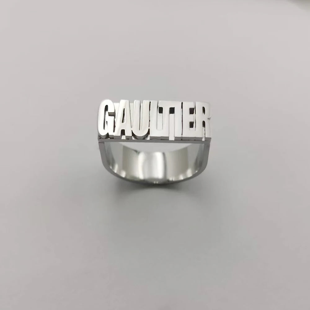 Custom Gold Gothic Rings for Men Women Stainless Steel Name Ring Personalized Chunky Knuckle Rings Luxury Birthday Gifts