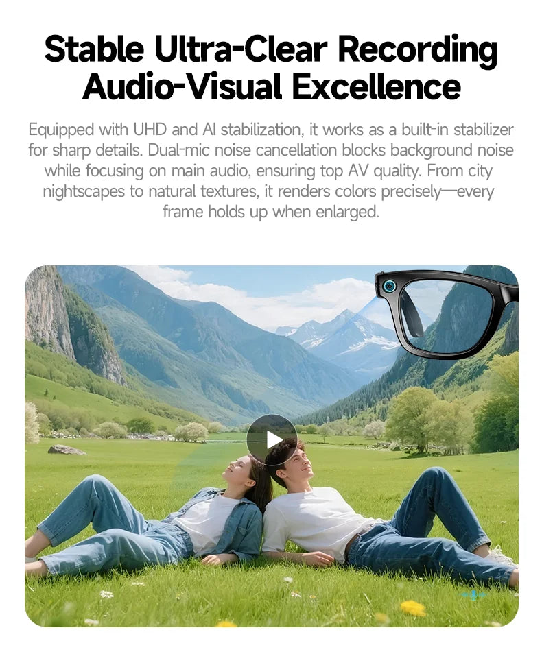 Multifunctional  Smart AI Camera Glasses with 8MP 140+ Languages Real-Time Translation Bluetooth Music 1080P Video Recording