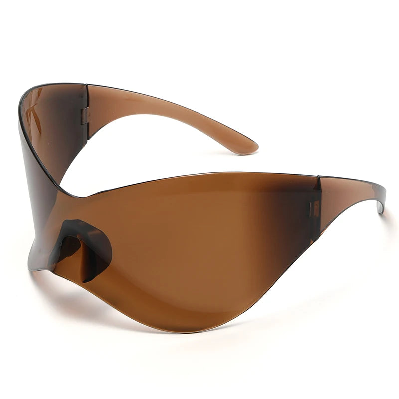 Cycling New Oversized Y2K Punk Rimless Sunglasses Women Men Brand Designer Hip Hop Sport One Piece Sun Glasses Shades Goggles