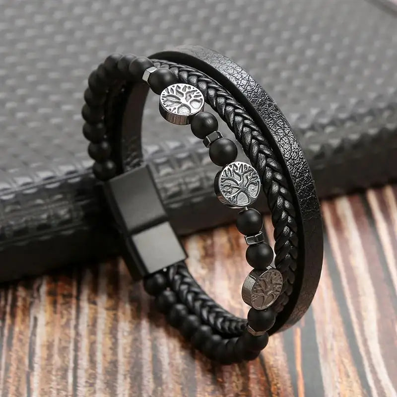 Classic Men's Leather Bracelet New Style Hand-woven Multi-layer Combination Accessory Fashion Man Jewelry