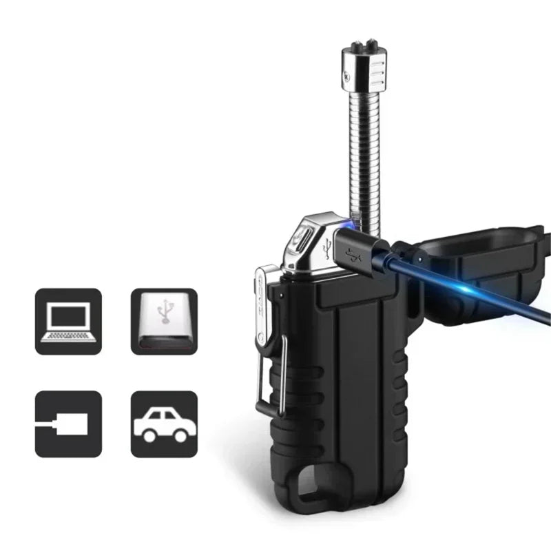 NEW USB Tape-C Waterproof Lighter Arc Plasma Lighter 360 Rotation Ignition Outdoor Camping Windproof Lighter Smoking