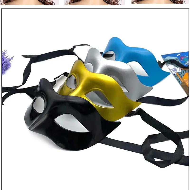 Women Man Sexy Gentleman Masquerade Mask Prom Mask Halloween Party Props Black White Retro Mask Plastic Half Face Cosplay Mask