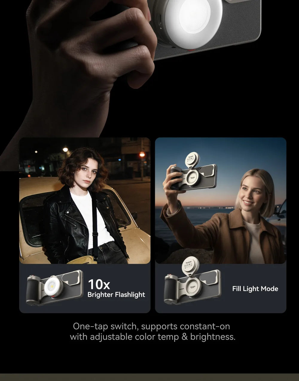 TELESIN Master Grip Kit for SAMSUNG S26 Ultra Magnetic Phone Camera Grip 3200mAh Battery Wireless Charging ND Filter Fill light