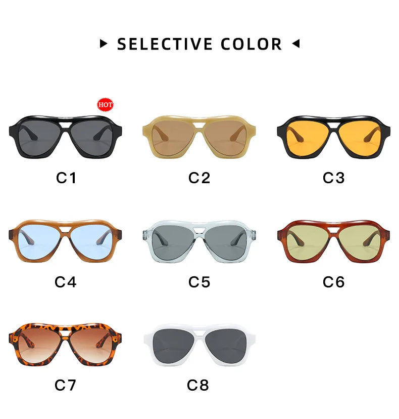 Retro Double Beam Sunglasses Women Brand Designer Glasses New Ins Fashion Personalized Gradient Eyewear Men Eyeglasses UV400