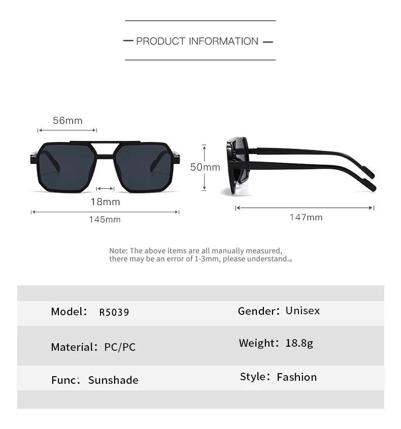 Hiking New Fashion Double Beam Polygonal Anti Light Glasses Retro Personalized Trendy Large Frame Eyewear European and American