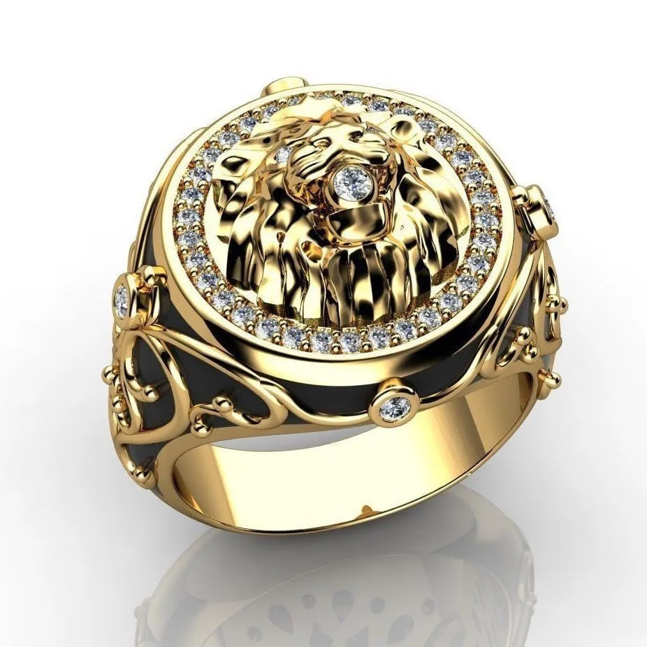 S925 Creative Lion Head Medusa Ring for Men Inlaid with Zircon Fashion Domineering Rings Female Punk Style Jewelry Gifts