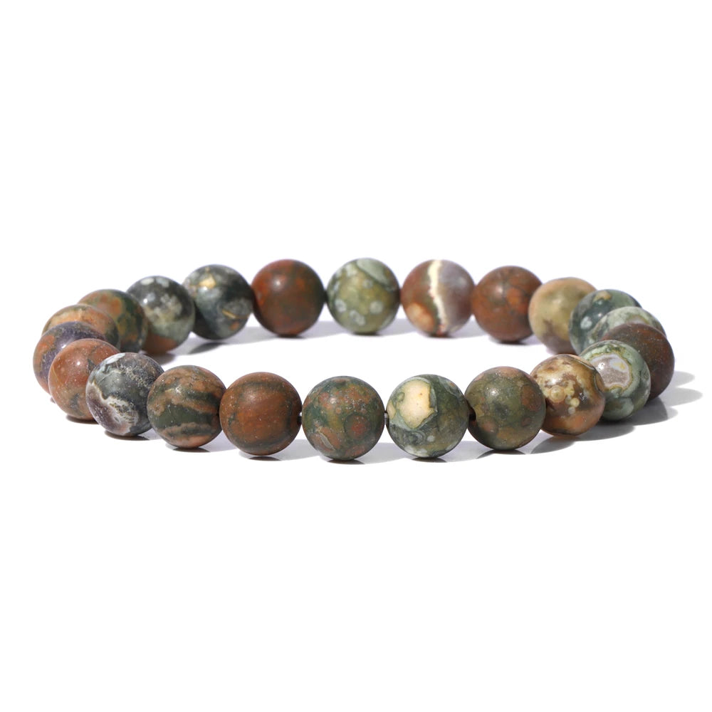 8mm Black White Natural Stone Bracelet Handmade Matte Opal Beaded Bracelets Energy Yoga Male Bracelet for Men Women Jewelry Gift