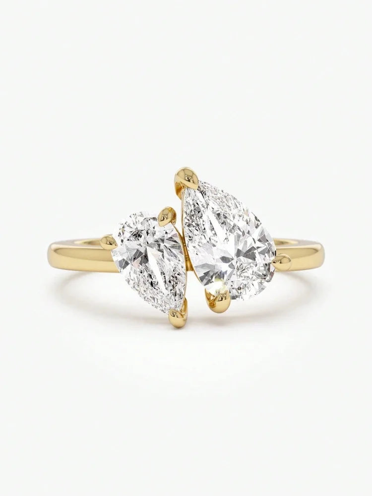 925 Sterling Silver Sparkling Water Drop Interweaving Dazzling Clear Pear CZ Finger Rings For Women Gift Wedding  Fine Jewelry