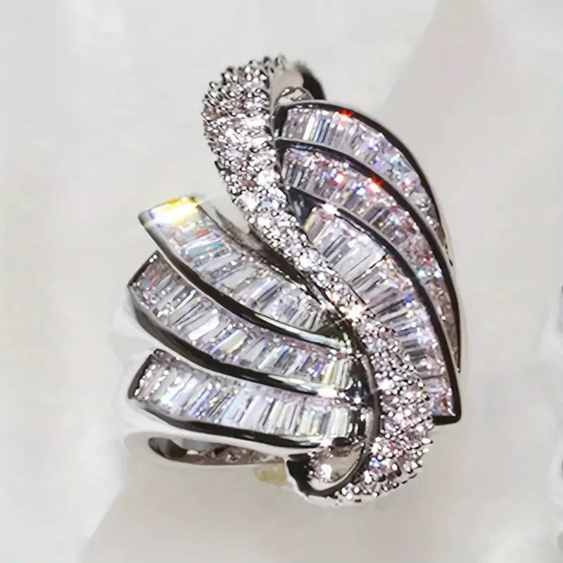 925 Sterling Silver Rings for Wedding Accessories Gorgeous AA Cubic Zirconia Geometric Engagement Party Trendy Jewelry