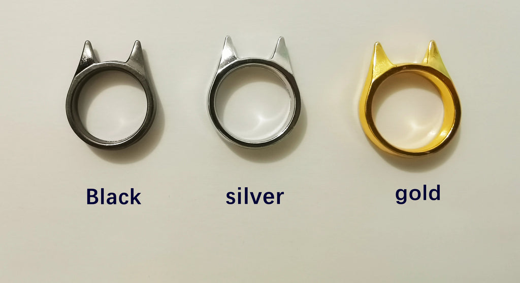 Self-defense cat ear ring window breaker women's anti-wolf men's single finger buckle carry defense spikes finger tiger .