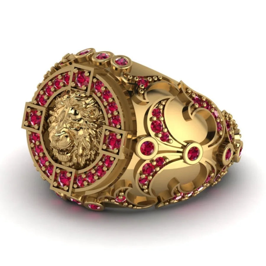 New Basketball Champion Lion Animal Ring Men's Hip Hop Style Stainless Steel Jewelry for Sports Fans