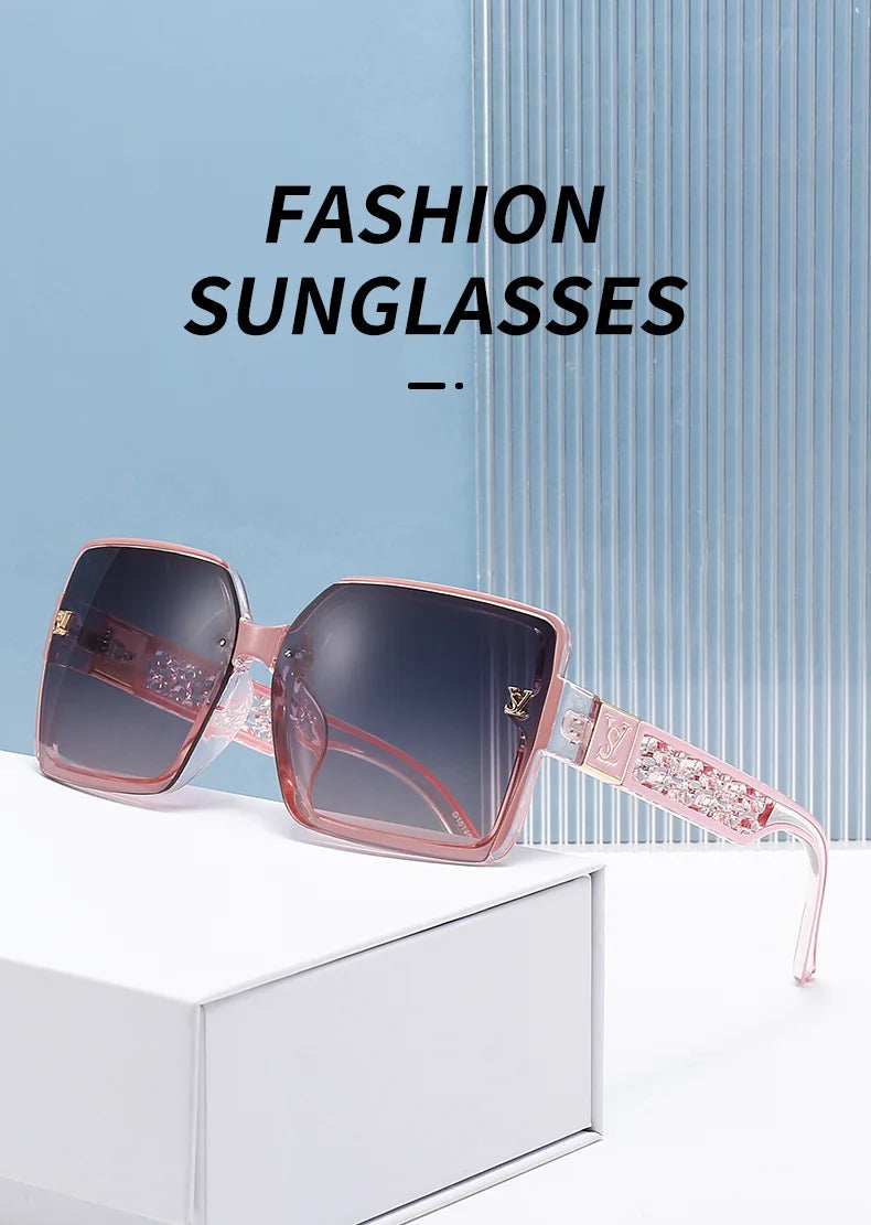 New luxury fashion box sunglasses ladies high sense sunshade sunglasses