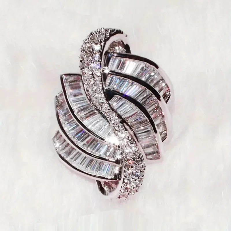 925 Sterling Silver Rings for Wedding Accessories Gorgeous AA Cubic Zirconia Geometric Engagement Party Trendy Jewelry