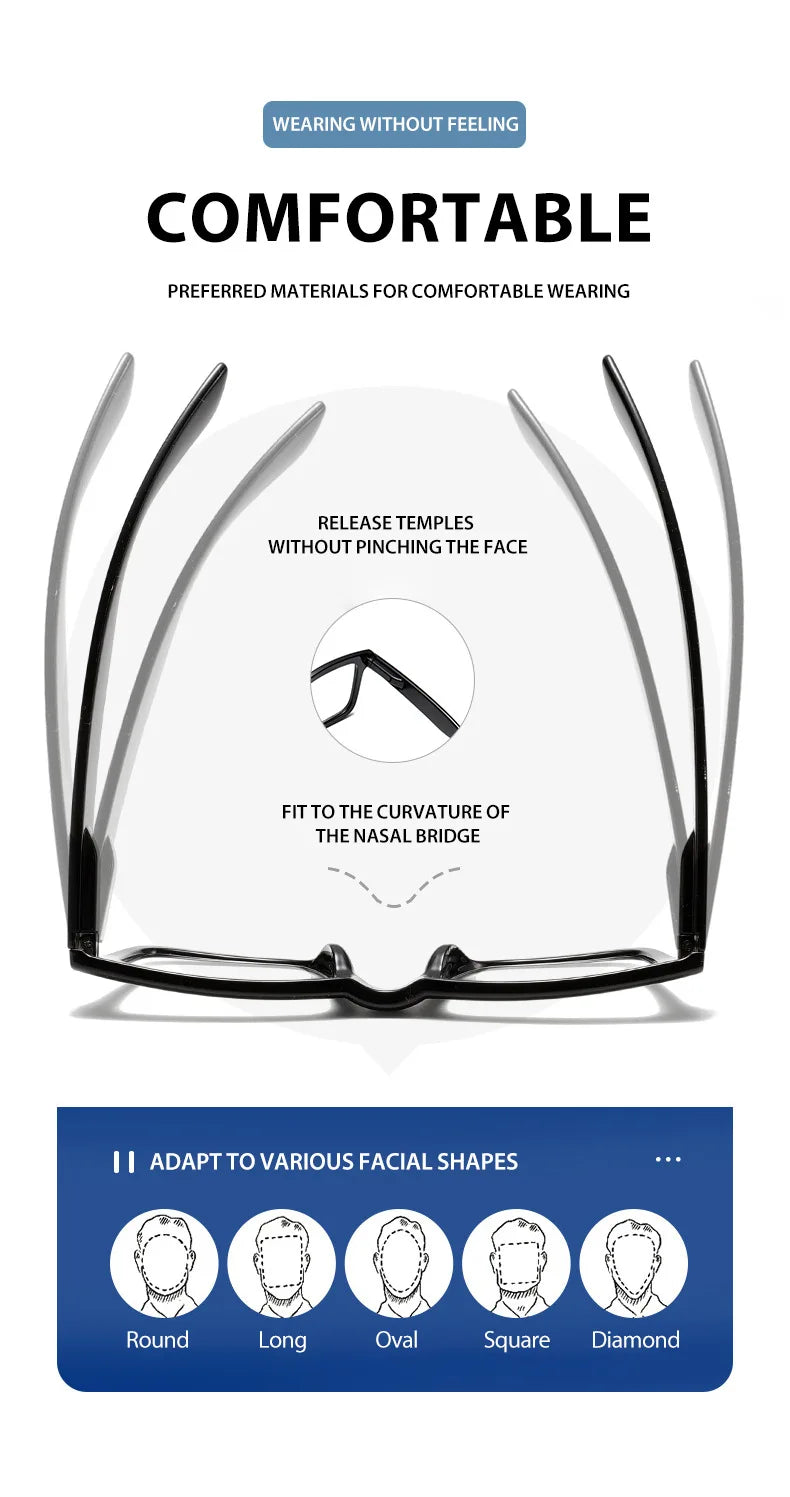Anti Blue Light Reading Glasses for Man Woman Square Full Frame Retro Design Presbyopia Spectacles Lightweight Comfort Fit