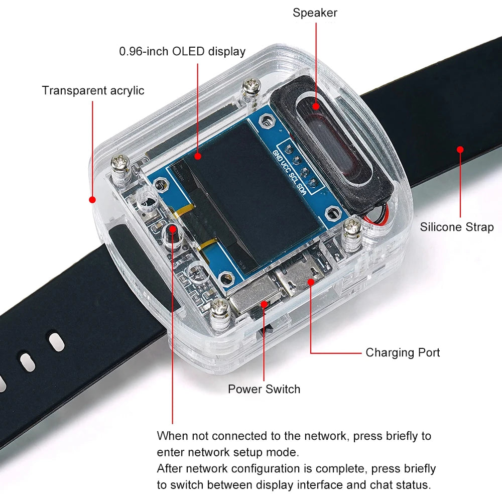 Xiaozhi AI Electronic Voice Watch Kit Artificial Intelligence Conversation ESP32 S3 N16R8 Development Board OLED Screen AI Robot