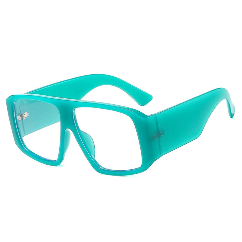 SO&EI Fashion Square Sunglasses Women Clear Gradient Shades UV400 Retro Men Wide Legs Trending Punk Sun Glasses