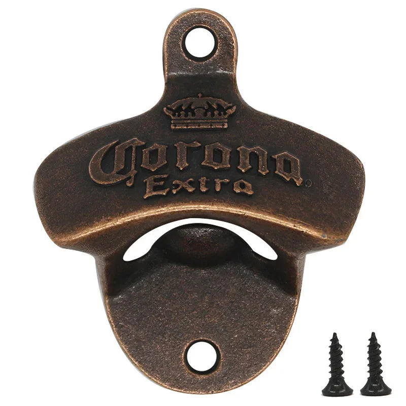 1pc Retro Corona Design Bottle Opener Wall Mounted Hanging Beer Opener DIY Tools Alloy Electroplating Process Bar Wall Decor
