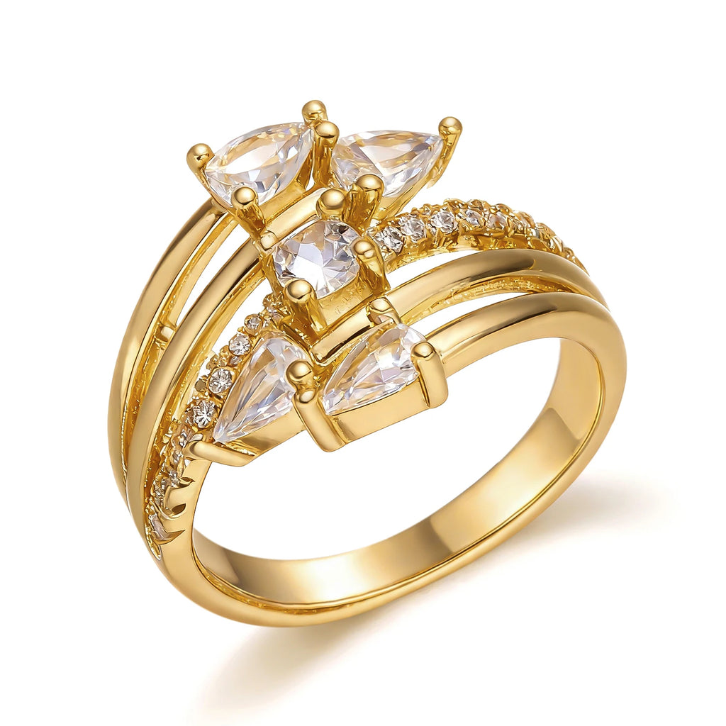 New Trendy Full Sparkling Cubic Zirconia Rings For Women Multiple Layers Gorgeous Finger Ring Party Daily Wear Luxury Jewelry