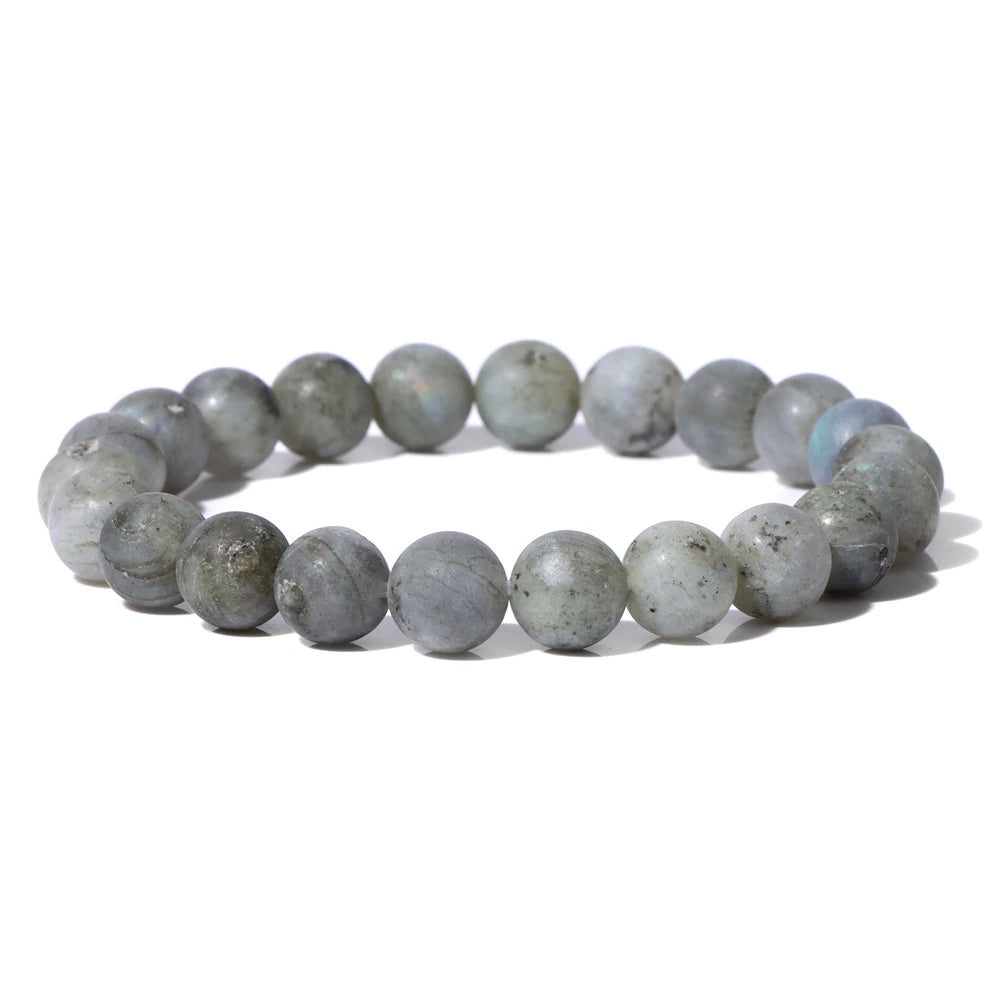 8mm Black White Natural Stone Bracelet Handmade Matte Opal Beaded Bracelets Energy Yoga Male Bracelet for Men Women Jewelry Gift