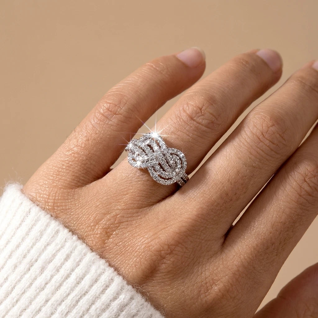 Creative Cross Knotting Design Rings For Women Fashion Sparkling CZ Zircon Geometric Finger Ring Party Dating Statement Jewelry