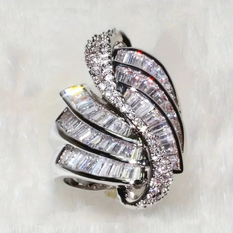 925 Sterling Silver Rings for Wedding Accessories Gorgeous AA Cubic Zirconia Geometric Engagement Party Trendy Jewelry