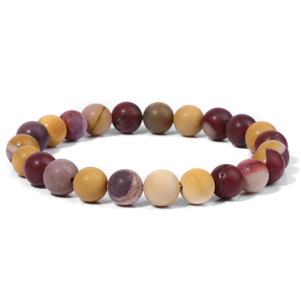 8mm Black White Natural Stone Bracelet Handmade Matte Opal Beaded Bracelets Energy Yoga Male Bracelet for Men Women Jewelry Gift