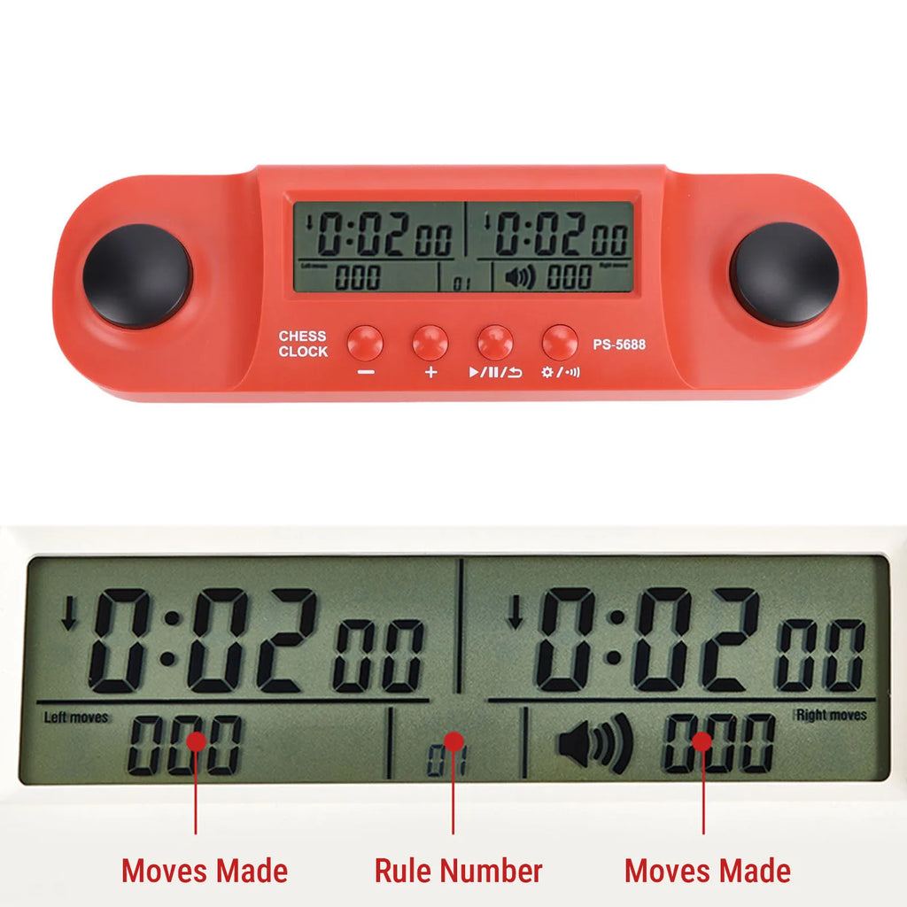 Chess Clock Battery Operated HD Display Chess Timer for International Chess Chinese Chess Competition Portable Game Timer