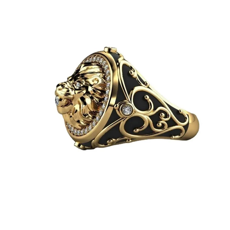 S925 Creative Lion Head Medusa Ring for Men Inlaid with Zircon Fashion Domineering Rings Female Punk Style Jewelry Gifts