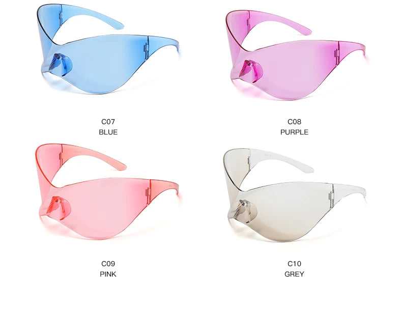 Cycling New Oversized Y2K Punk Rimless Sunglasses Women Men Brand Designer Hip Hop Sport One Piece Sun Glasses Shades Goggles