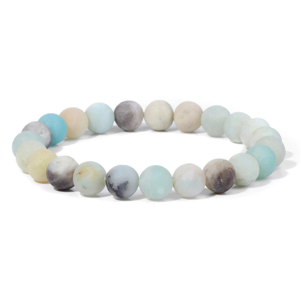 8mm Black White Natural Stone Bracelet Handmade Matte Opal Beaded Bracelets Energy Yoga Male Bracelet for Men Women Jewelry Gift
