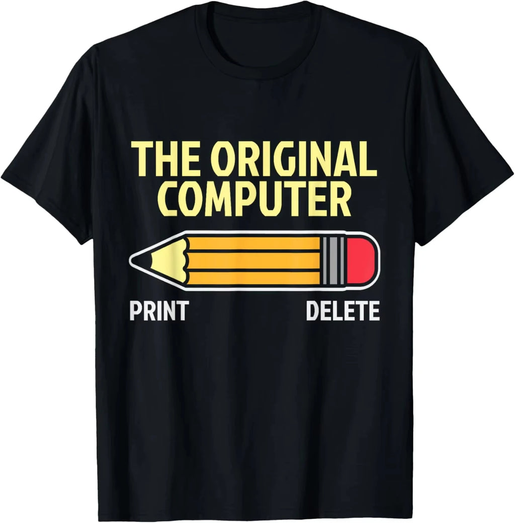 Funny and Satirical Computer Programmer Pencil Pattern T-shirt Print Tshirt Women Clothing Fashion Summer Streetwear Personality