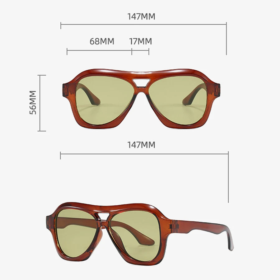 Retro Double Beam Sunglasses Women Brand Designer Glasses New Ins Fashion Personalized Gradient Eyewear Men Eyeglasses UV400