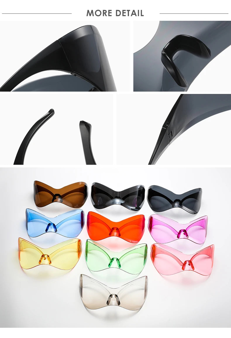 Cycling New Oversized Y2K Punk Rimless Sunglasses Women Men Brand Designer Hip Hop Sport One Piece Sun Glasses Shades Goggles