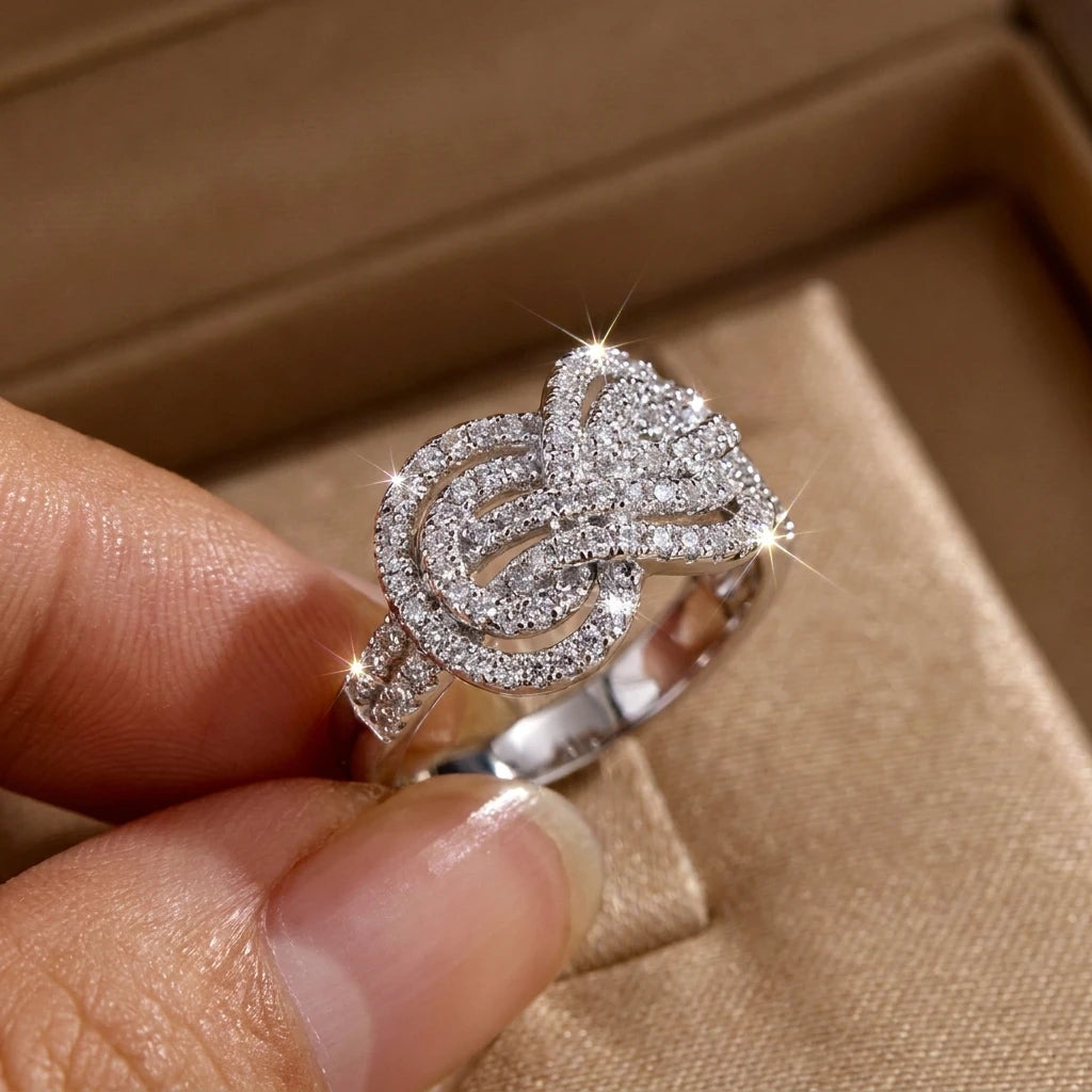 Creative Cross Knotting Design Rings For Women Fashion Sparkling CZ Zircon Geometric Finger Ring Party Dating Statement Jewelry