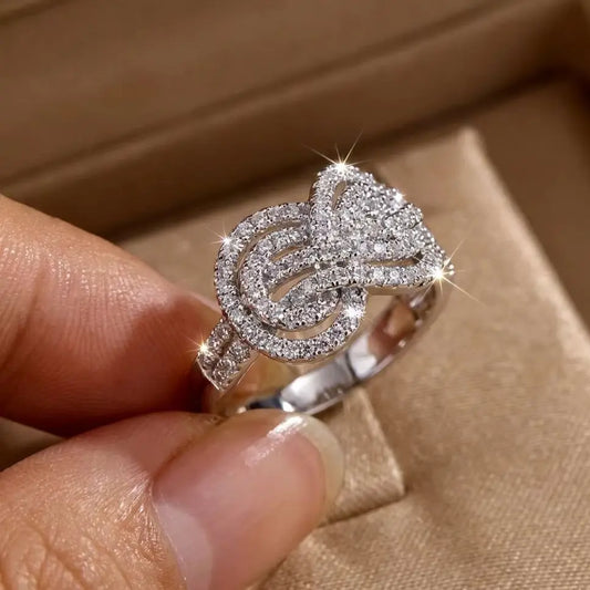 Creative Cross Knotting Design Rings For Women Fashion Sparkling CZ Zircon Geometric Finger Ring Party Dating Statement Jewelry