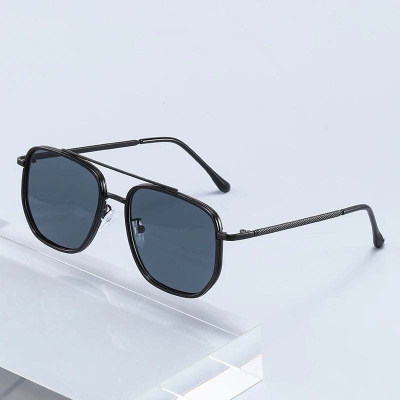 New Square Sunglasses Retro Sun Glasses For Driving Fashionable Double-bar Sun Protection Glasses For Women And Men 2549