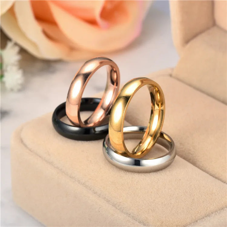 Simple 2mm 4mm 6mm Titanium Ring Women Men Prevent Allergy High Polished Wedding Rings Stainless Steel Couple Finger Jewelry