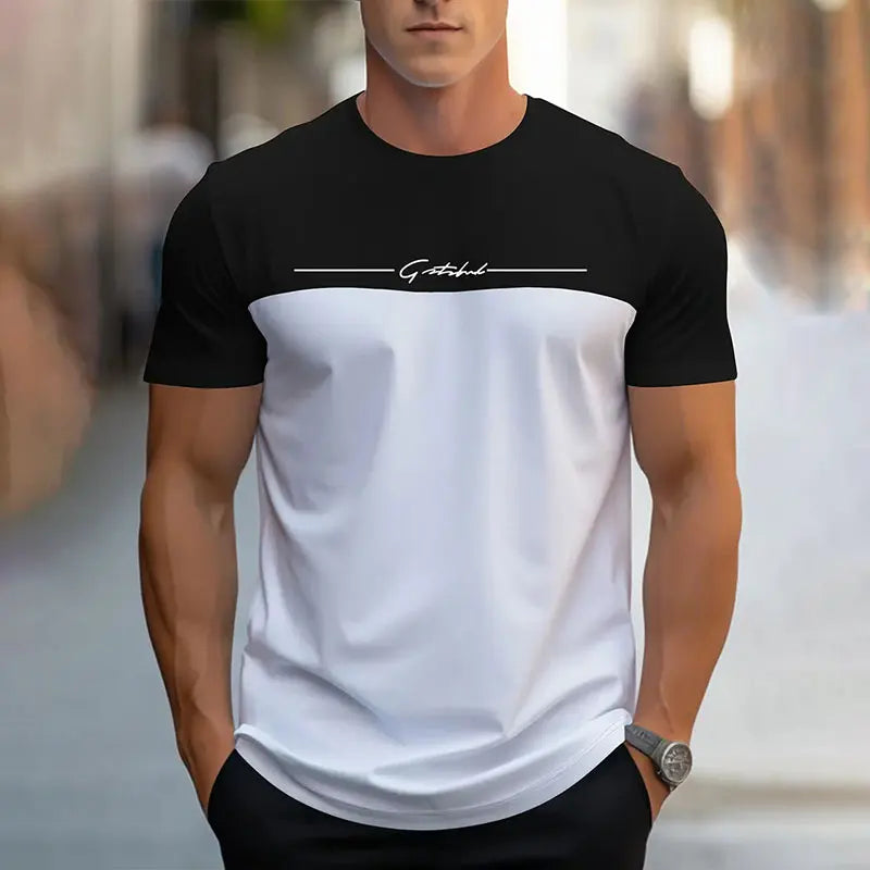 2024 New Fashion Innovative Math Formula Printed Men's Short Sleeve Summer Fresh Men Sports Fitness T Shirt Loose Round Neck Top