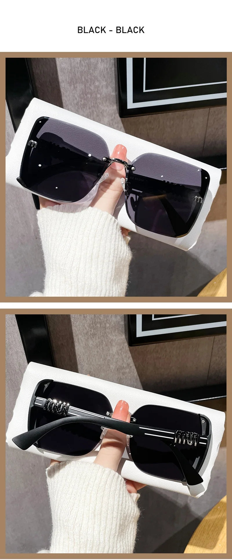 QVQV Luxury Designer Square Sunglasses Women High Quality Letters Sun Glasses Ladies Vintage Trendy Driving Eyewear Gafas De Sol