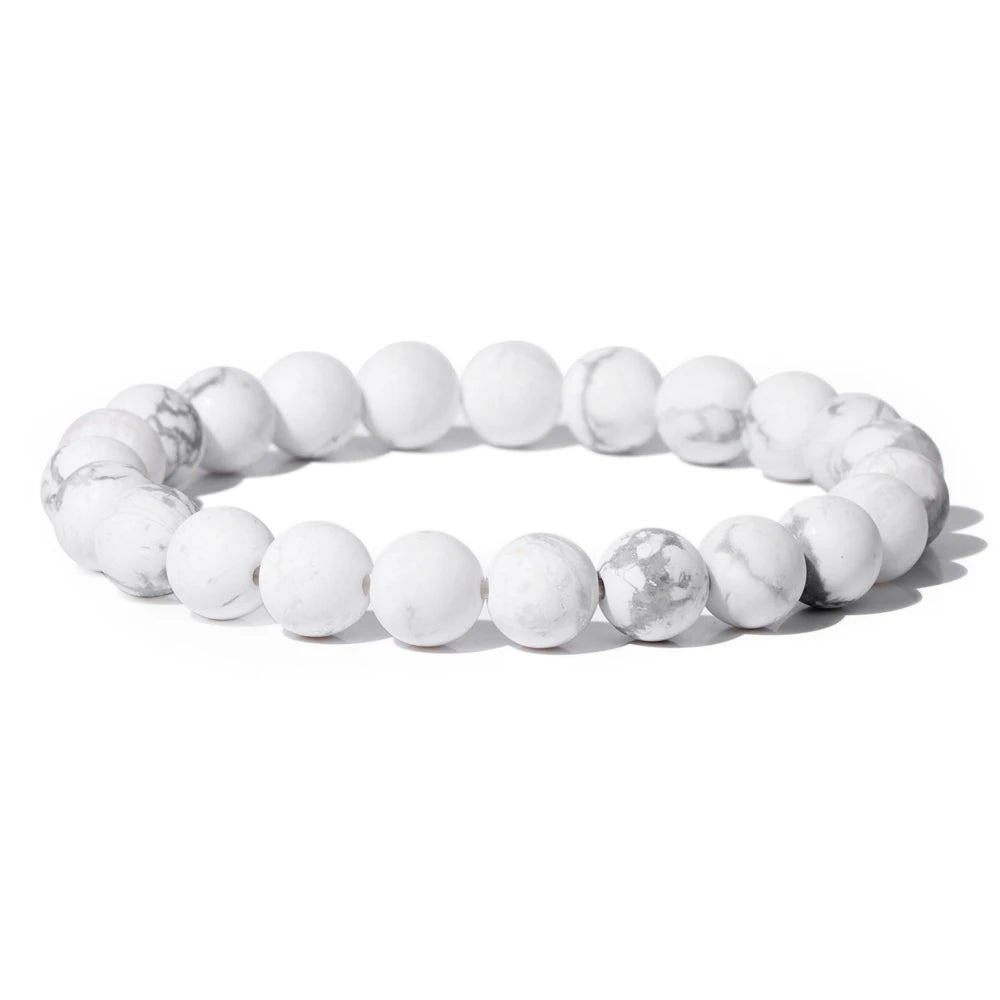8mm Black White Natural Stone Bracelet Handmade Matte Opal Beaded Bracelets Energy Yoga Male Bracelet for Men Women Jewelry Gift