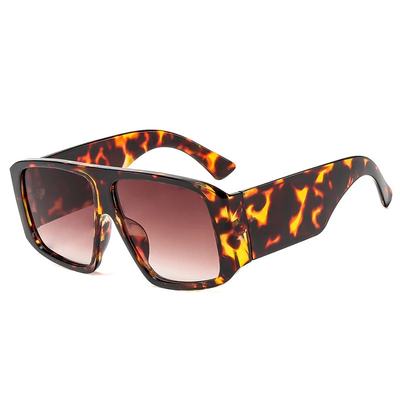 SO&EI Fashion Square Sunglasses Women Clear Gradient Shades UV400 Retro Men Wide Legs Trending Punk Sun Glasses